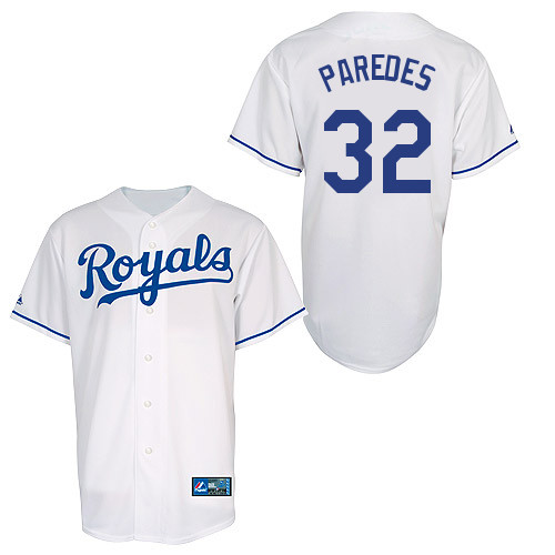 Jimmy Paredes #32 Youth Baseball Jersey-Kansas City Royals Authentic Home White Cool Base MLB Jersey